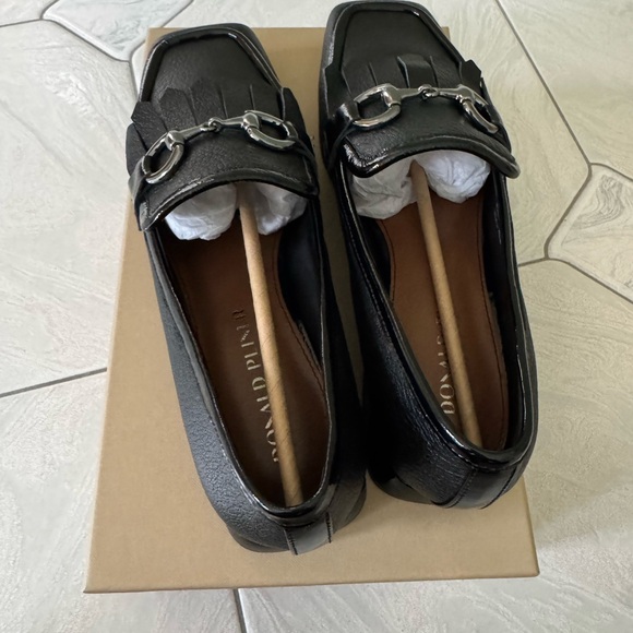 Donald J. Pliner Black Leather Loafers with Metal Hardware - Picture 6 of 6